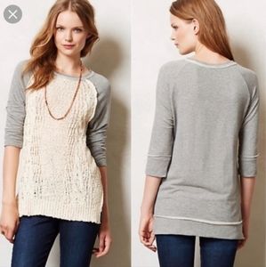 Anthropologie Dolan T-Shirt Two Tone Sweatshirt Cream Gray Size XS